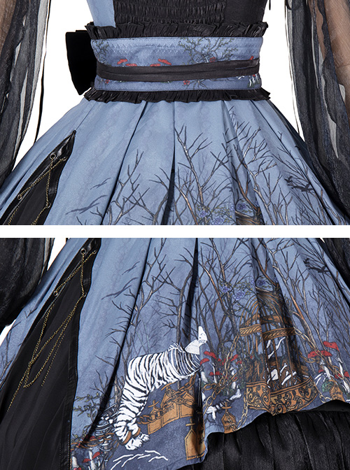 Decaying Forest Series JSK Blue Darkness Retro Gothic Lolita Sling Dress