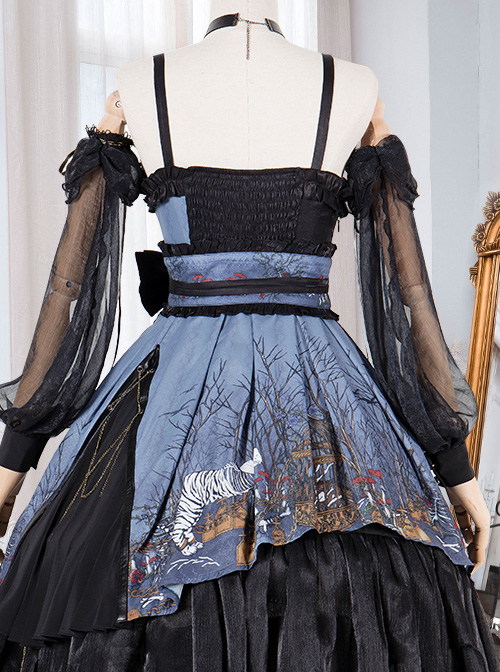 Decaying Forest Series JSK Blue Darkness Retro Gothic Lolita Sling Dress