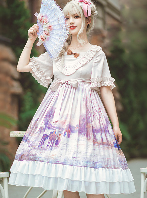 Oil Painting Series OP Elegant Classic Lolita Short Sleeve Dress