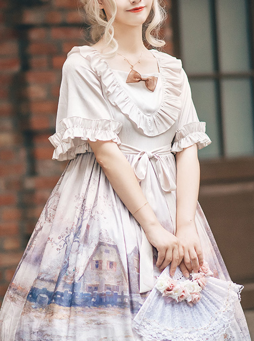 Oil Painting Series OP Elegant Classic Lolita Short Sleeve Dress