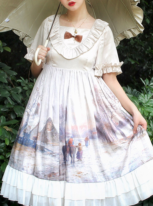 Oil Painting Series OP Elegant Classic Lolita Short Sleeve Dress