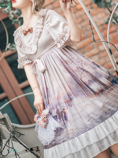 Oil Painting Series OP Elegant Classic Lolita Short Sleeve Dress