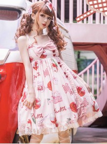 Lychee First Aid Kit Series JSK Sweet Lolita Pink Sling Dress