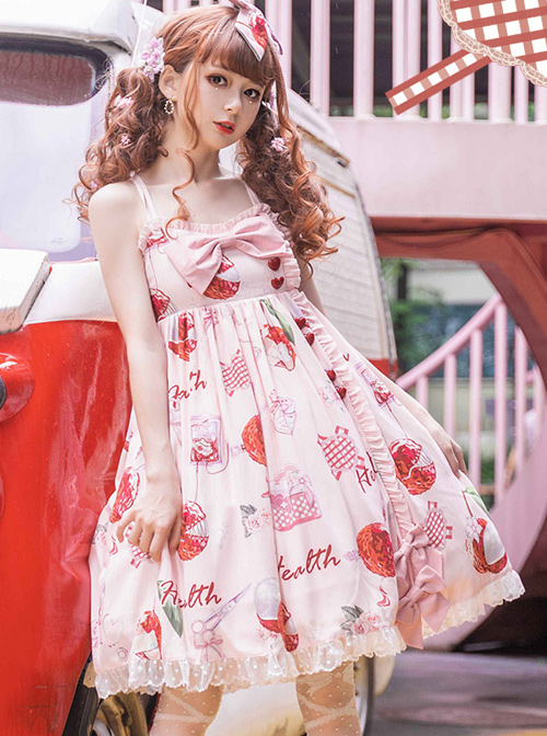 Lychee First Aid Kit Series JSK Sweet Lolita Pink Sling Dress