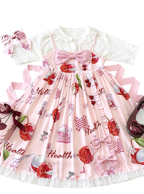 Lychee First Aid Kit Series JSK Sweet Lolita Pink Sling Dress