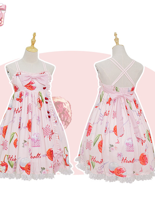 Lychee First Aid Kit Series JSK Sweet Lolita Pink Sling Dress