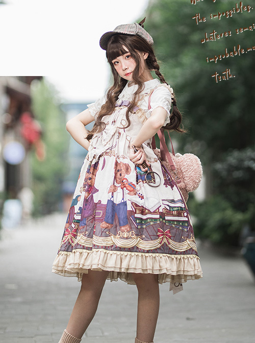 Detective Bear Series JSK Sweet Lolita Sling Dress