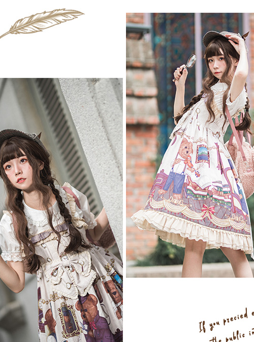 Detective Bear Series JSK Sweet Lolita Sling Dress