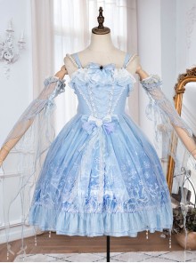 Deer In The Forest Series JSK Blue Gradient Sweet Lolita Sling Dress