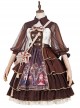 Pharmacist Series JSK Brown Multilayer Hem Retro Pastoral Style Sweet Lolita Sling Dress