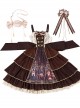 Pharmacist Series JSK Brown Multilayer Hem Retro Pastoral Style Sweet Lolita Sling Dress