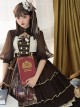 Pharmacist Series JSK Brown Multilayer Hem Retro Pastoral Style Sweet Lolita Sling Dress