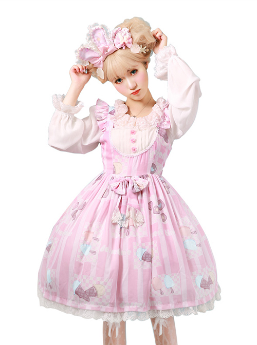 Rainbow Frosting Series JSK Chiffon Sweet Lolita Sling Dress