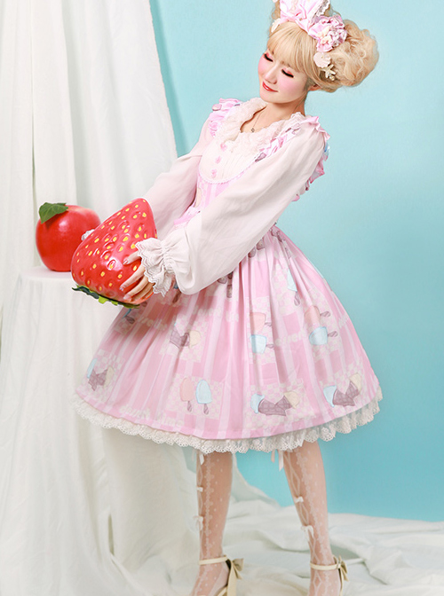 Rainbow Frosting Series JSK Chiffon Sweet Lolita Sling Dress