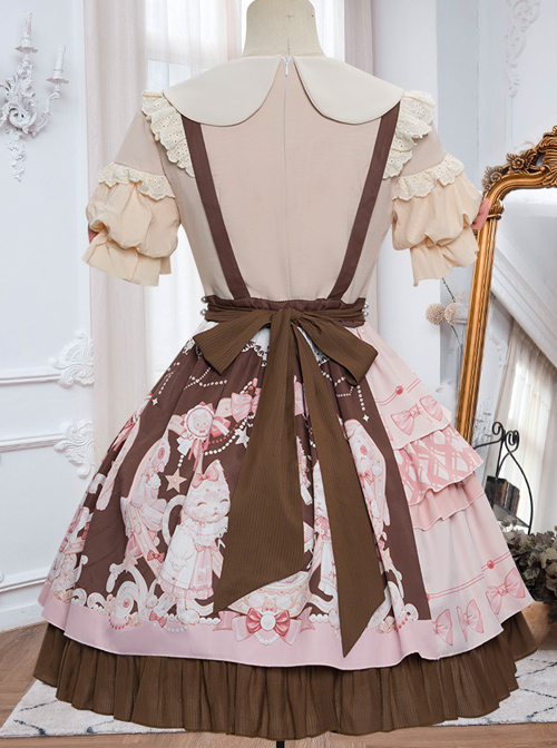 Crown Kitten Series Printing Sweet Lolita Short Sleeve Dress