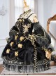 Golden Lily Series JSK Retro Elegant Palace Style Gothic Lolita Black And Golden Sling Dress