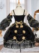 Golden Lily Series JSK Retro Elegant Palace Style Gothic Lolita Black And Golden Sling Dress