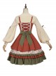 Pure Color Pastoral Style Stitching Design Sweet Lolita Sling Dress