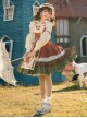 Pure Color Pastoral Style Stitching Design Sweet Lolita Sling Dress