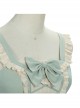 Pastoral Style Open Front Light Green Classic Lolita Ruffle Sling Dress