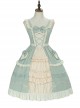 Pastoral Style Open Front Light Green Classic Lolita Ruffle Sling Dress