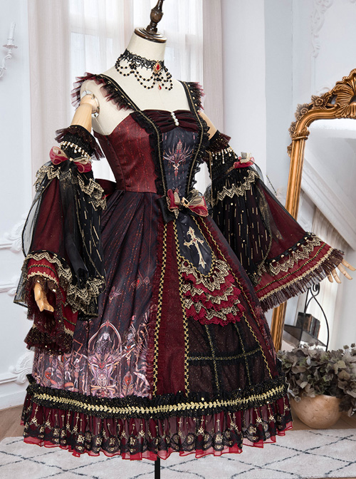 Eye Of Red Heart Series JSK Retro Palace Gothic Lolita Dress