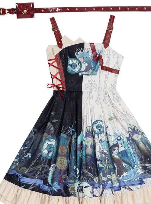 Abyss Series JSK Retro Punk Lolita Sling Dress And Cape Set