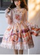 Persimmon Printing OP Chinese Style Sweet Lolita Long Sleeve Dress