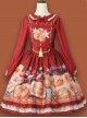 Persimmon Printing OP Chinese Style Sweet Lolita Long Sleeve Dress