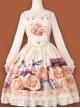 Persimmon Printing OP Chinese Style Sweet Lolita Long Sleeve Dress