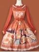 Persimmon Printing OP Chinese Style Sweet Lolita Long Sleeve Dress