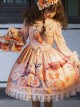 Persimmon Printing OP Chinese Style Sweet Lolita Long Sleeve Dress