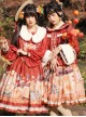 Persimmon Printing OP Chinese Style Sweet Lolita Long Sleeve Dress