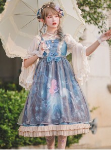 Moonlit Forest Series JSK Blue Chiffon Sweet Lolita Sling Dress