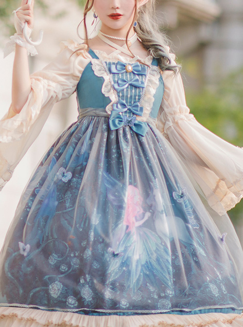 Moonlit Forest Series JSK Blue Chiffon Sweet Lolita Sling Dress