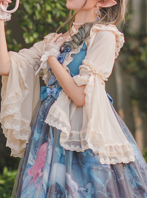 Moonlit Forest Series JSK Blue Chiffon Sweet Lolita Sling Dress