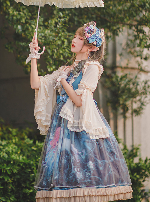Moonlit Forest Series JSK Blue Chiffon Sweet Lolita Sling Dress