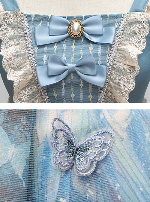 Moonlit Forest Series JSK Blue Chiffon Sweet Lolita Sling Dress