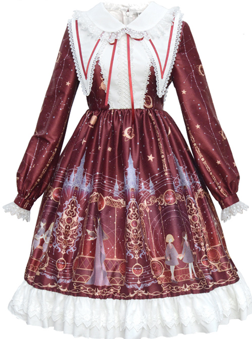 Astrology College Series OP Sweet Lolita Long Sleeve Dress