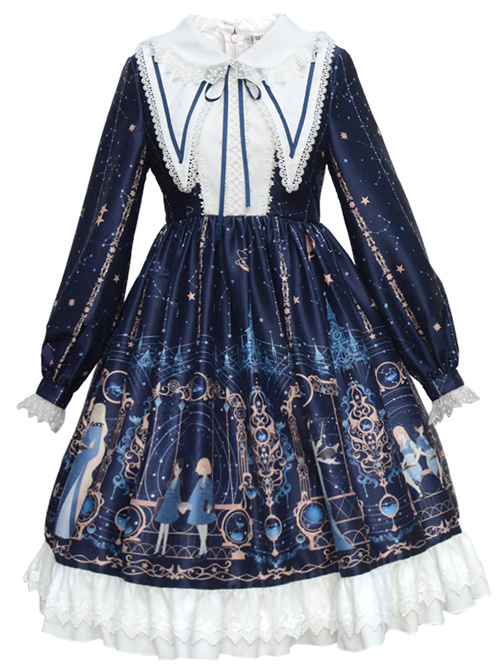 Astrology College Series OP Sweet Lolita Long Sleeve Dress