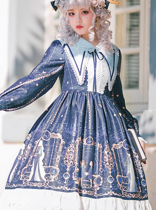 Astrology College Series OP Sweet Lolita Long Sleeve Dress