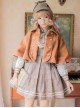 Little Bear Embroidery School Lolita Long Sleeve Plaid Dress And Woolen Cloak And Hat Set