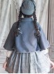 Little Bear Embroidery School Lolita Long Sleeve Plaid Dress And Woolen Cloak And Hat Set