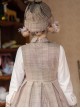 Little Bear Embroidery School Lolita Long Sleeve Plaid Dress And Woolen Cloak And Hat Set