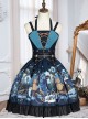 Abyss Series JSK Lace Up Decorate Retro Printing Classic Lolita Autumn Winter Sling Dress