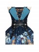 Abyss Series JSK Lace Up Decorate Retro Printing Classic Lolita Autumn Winter Sling Dress
