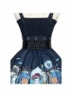 Abyss Series JSK Lace Up Decorate Retro Printing Classic Lolita Autumn Winter Sling Dress