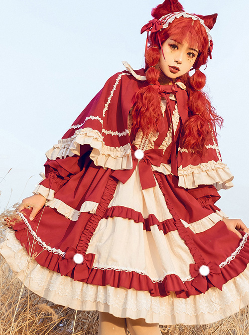 Christmas Fairy Tale Series Winter Thicken Long Sleeve Dress And Cape