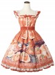 Persimmon Printing JSK Chinese Style Sweet Lolita Short Style Sling Dress