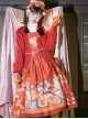 Persimmon Printing JSK Chinese Style Sweet Lolita Short Style Sling Dress